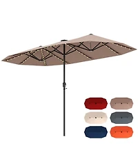 Gouun 13 ft Double-Sided Patio Umbrella with 108 Solar Led Lights and Crank Handle