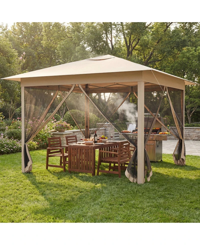 Gouun 11.5 x 11.5 ft Pop Up Canopy Tent with Four Zippered Mesh Screen Sidewalls