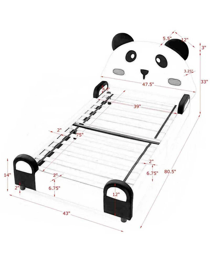 Streamdale Furniture Panda Kids Bed, Padded Edges, Solid Wood Frame