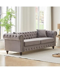Streamdale Furniture Chesterfield Sofa with Rolled Arms and 2 Cushions