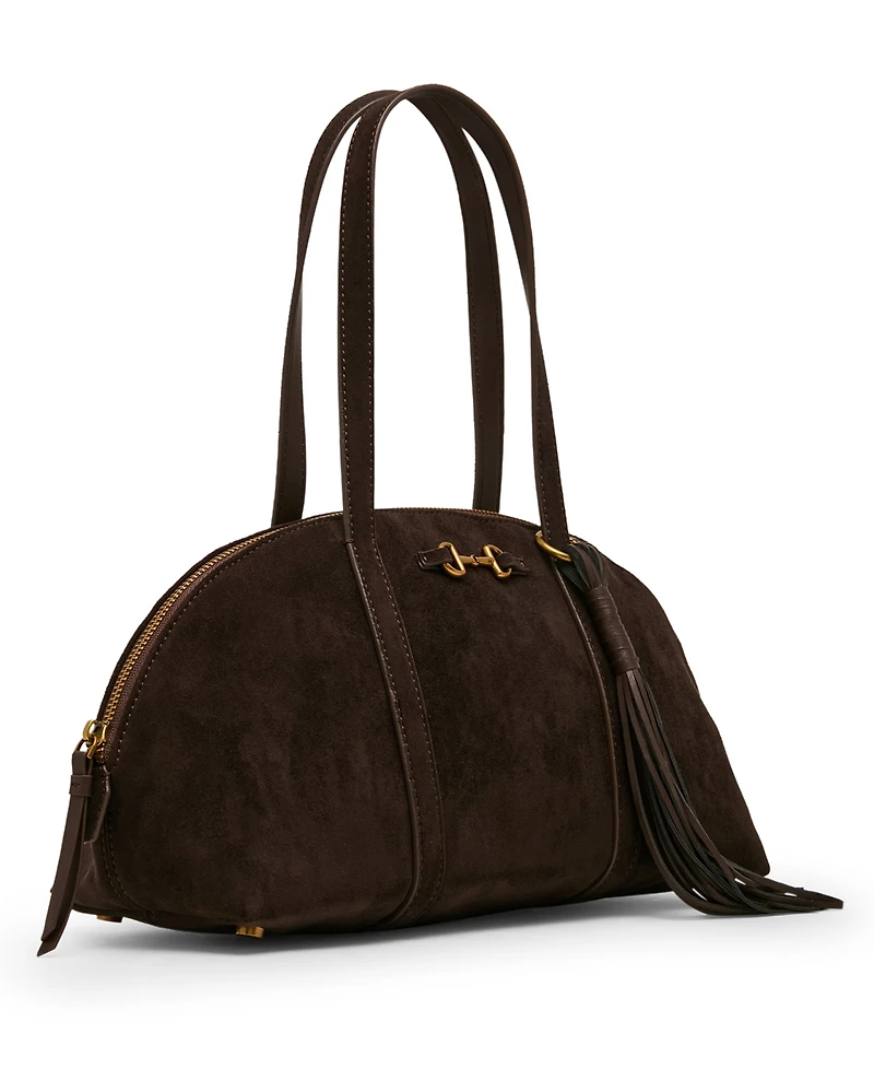 Anne Klein Faux Suede Medium Horse Bit Bowler Handbag