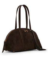 Anne Klein Faux Suede Medium Horse Bit Bowler Handbag