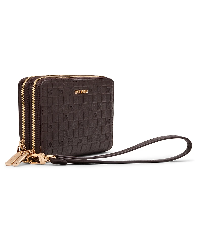 Anne Klein Embossed Double Zip Mini Around Wallet