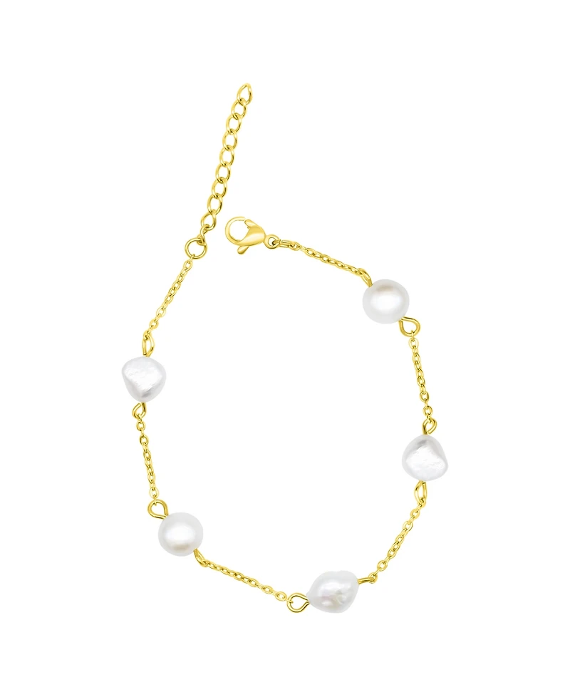 Adornia Freshwater Pearl Gold 2-Piece Necklace and Bracelet Set