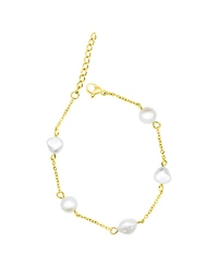 Adornia Freshwater Pearl Gold 2-Piece Necklace and Bracelet Set
