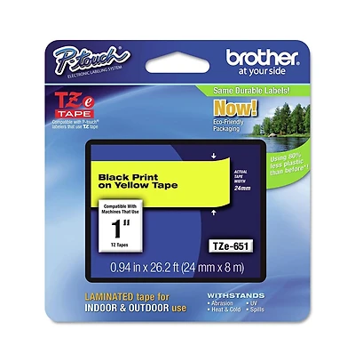 Brother P-Touch TZE651 0.94 in. x 26.2 ft. TZe Standard Adhesive Laminated Labeling Tape