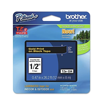 Brother P-Touch TZE334 0.47 in. x 26.2 ft. TZe Standard Adhesive Laminated Labeling Tape