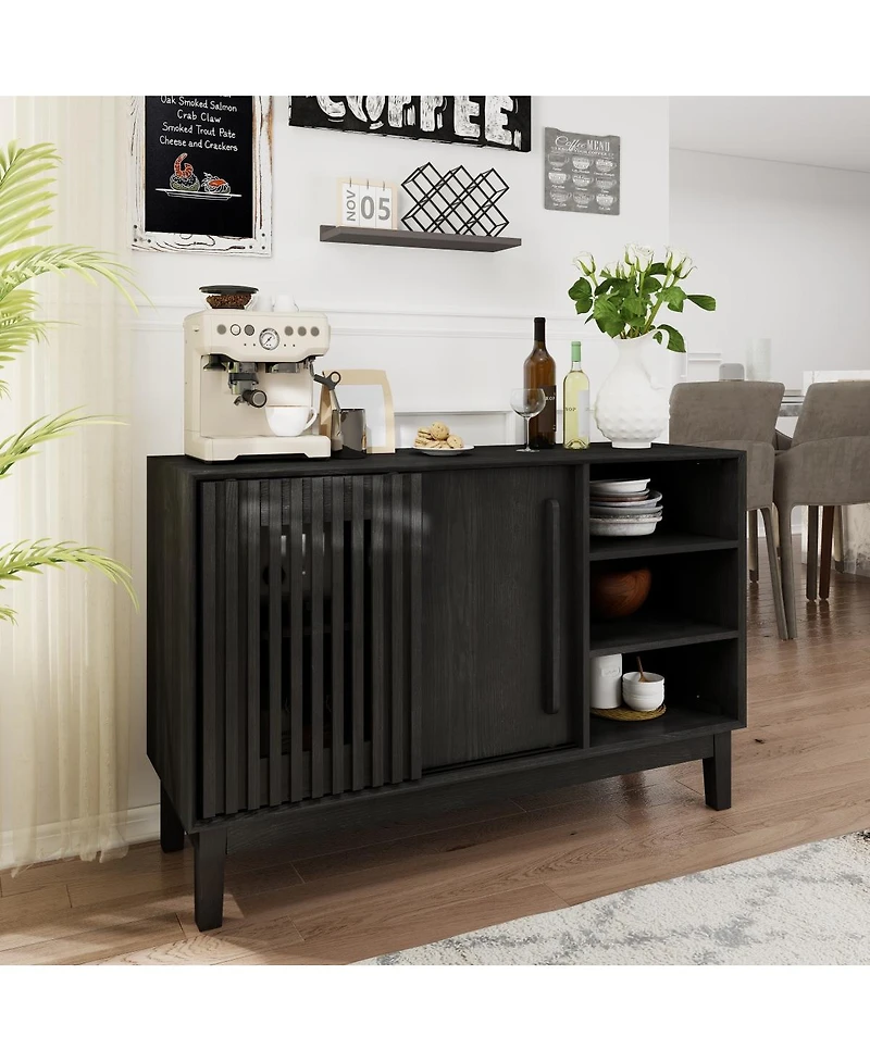 Streamdale Furniture Farmhouse Fluted Sideboard with 2 Doors & Solid Wood Feet