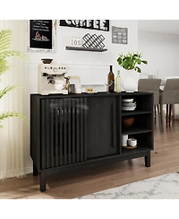 Streamdale Furniture Farmhouse Fluted Sideboard with 2 Doors & Solid Wood Feet