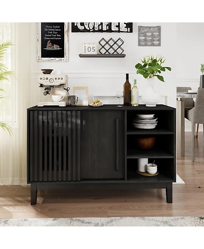 Streamdale Furniture Farmhouse Fluted Sideboard with 2 Doors & Solid Wood Feet