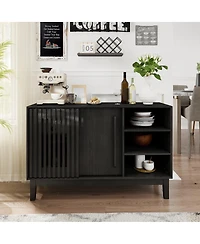 Streamdale Furniture Farmhouse Fluted Sideboard with 2 Doors & Solid Wood Feet