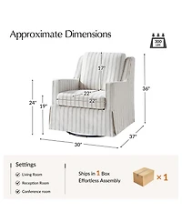 Hulala Home Lillie 30" W Farmhouse Slipcovered Down-blend Swivel Rocking Chair with Pillow Back