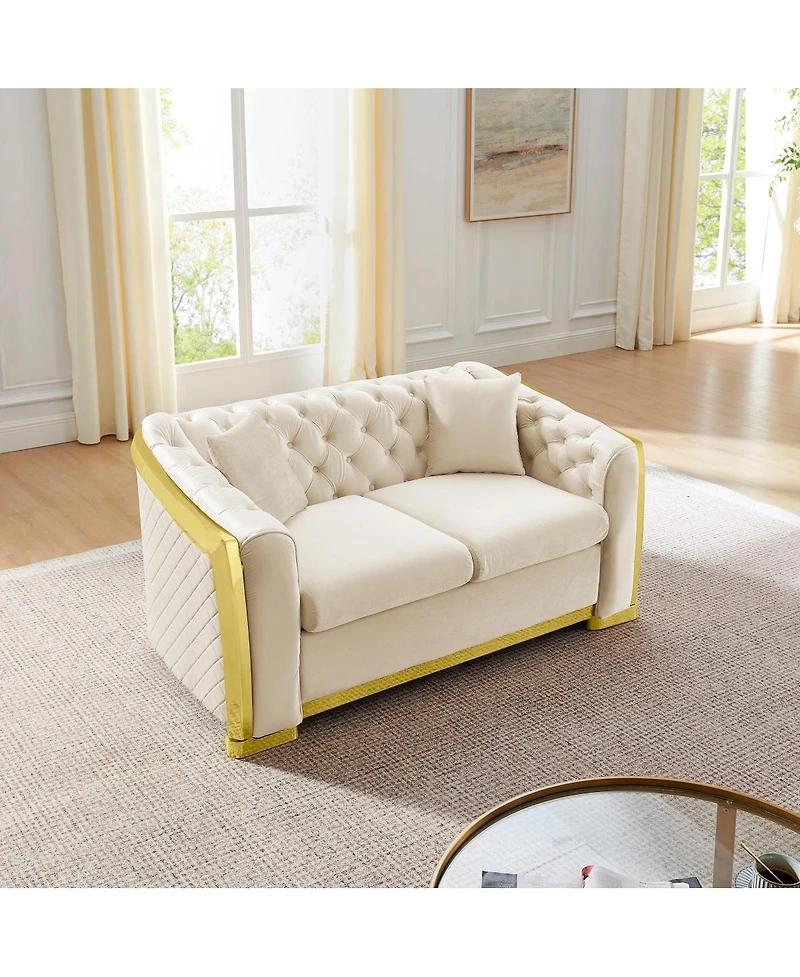 Streamdale Furniture Velvet Tufted Loveseat Sofa