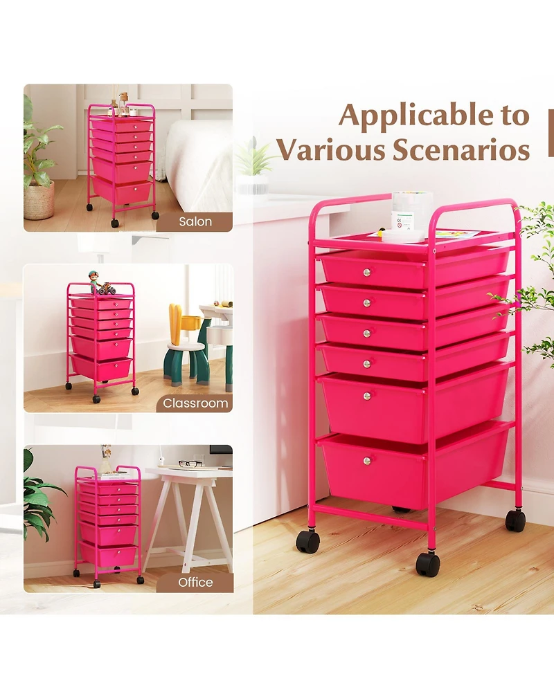 Gouun 6-Drawer Rolling Storage Cart Organizer with Steel Frame