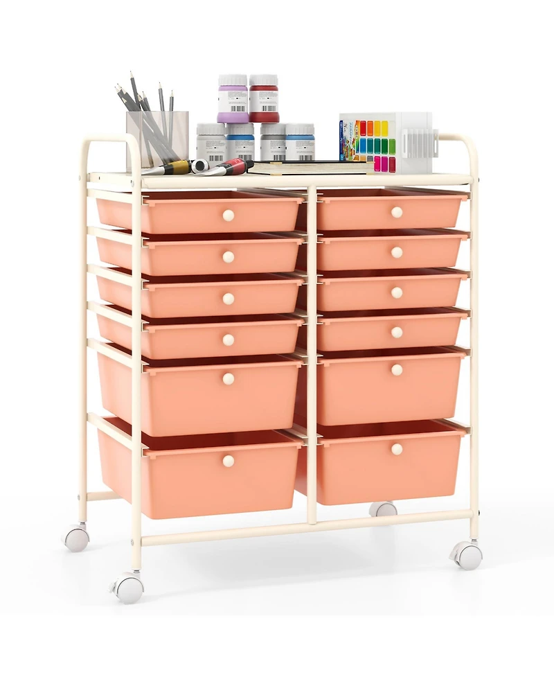 Gouun 12-Drawer Rolling Storage Cart with Lockable Wheels