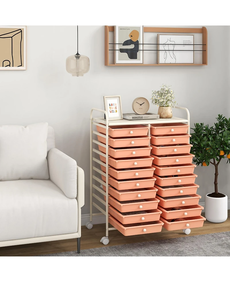 Gouun 20-Drawer Rolling Storage Cart with Removable Drawers and Locking Wheels