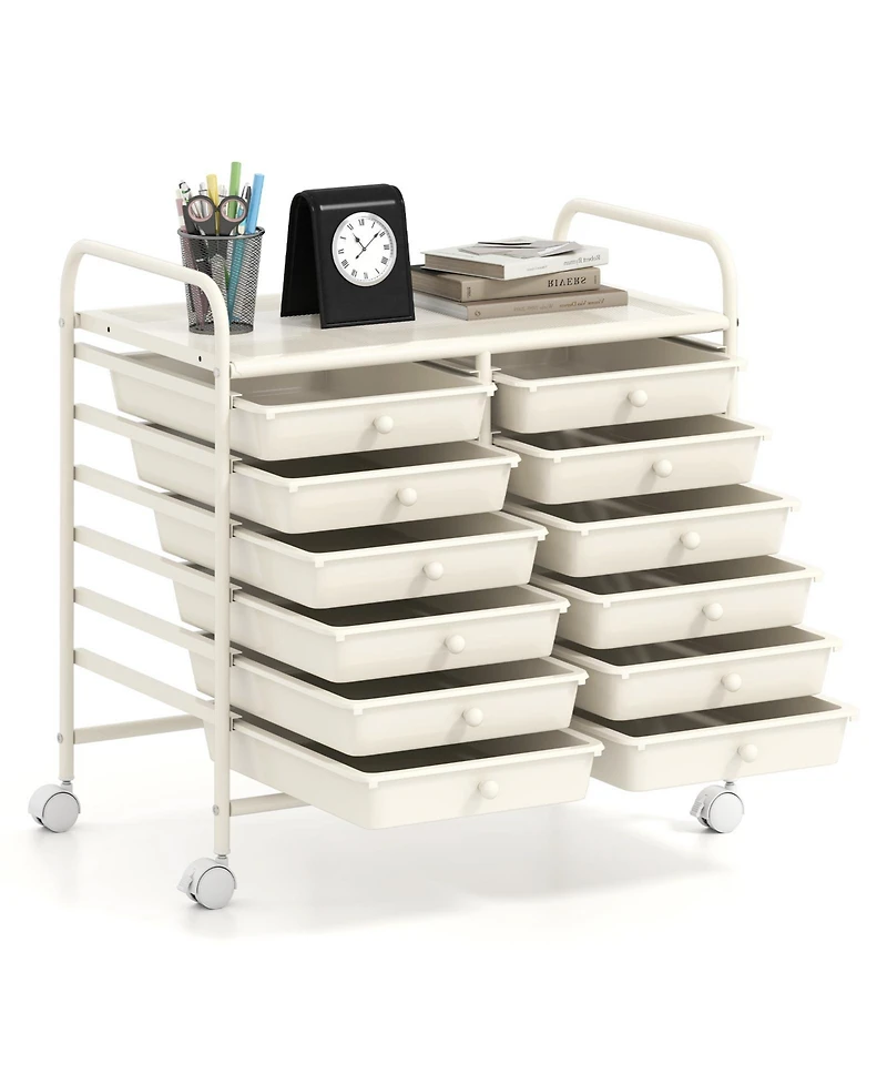 Gouun 12-Drawer Rolling Organizer Cart with Transparent Drawers