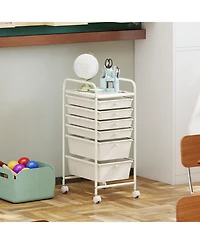 Sugift Six Drawer Rolling Storage Cart Organizer for Home and Office