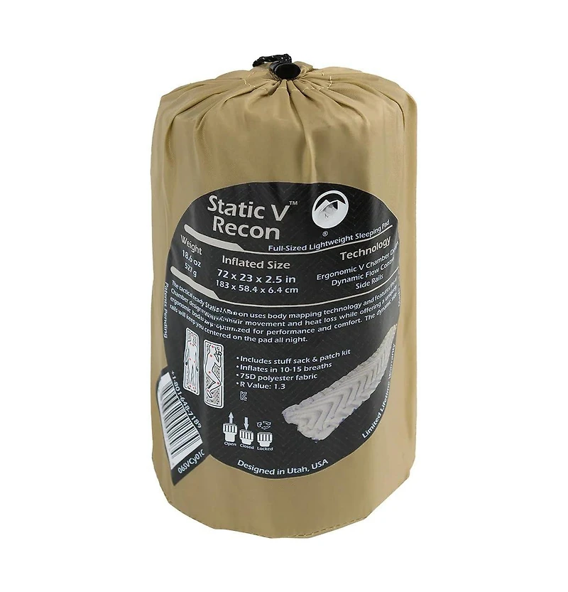 Gnuadz Static V Inflatable Sleeping Pad Camping Hiking Backpacking Air Bed Uninsulated Outdoor Recreation Gear