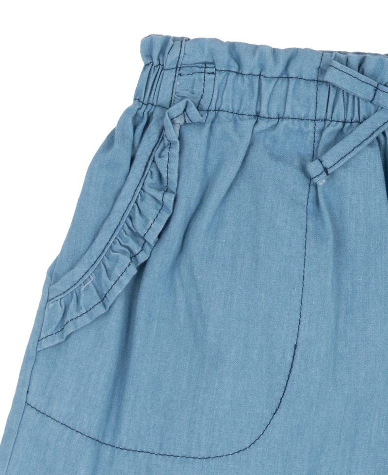 Rare Editions Girls' 2T-6X Crochet Knit Tank and Chambray Shorts, 2-Piece Set