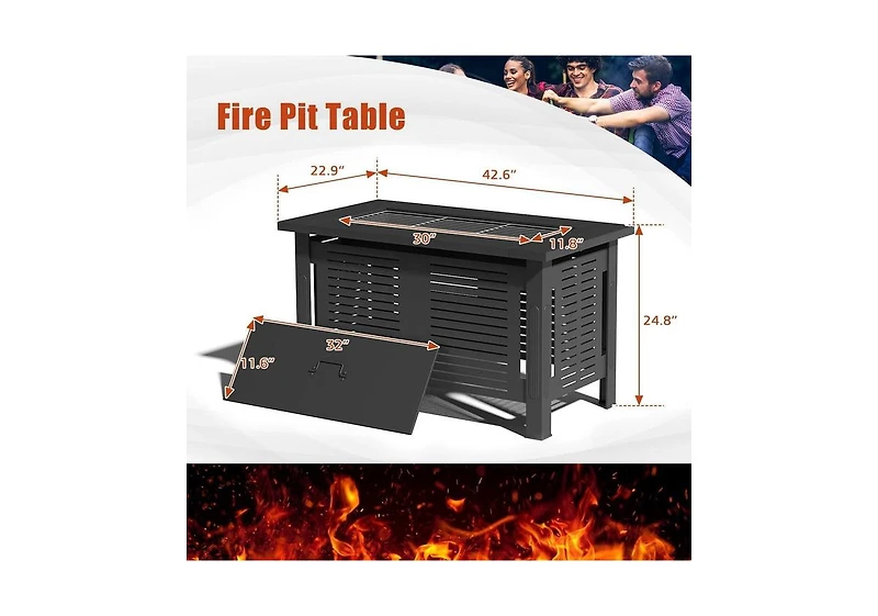 Aecojoy 43 Inch Firepit Table Metal Outdoor Fireplaces with Waterproof Cover
