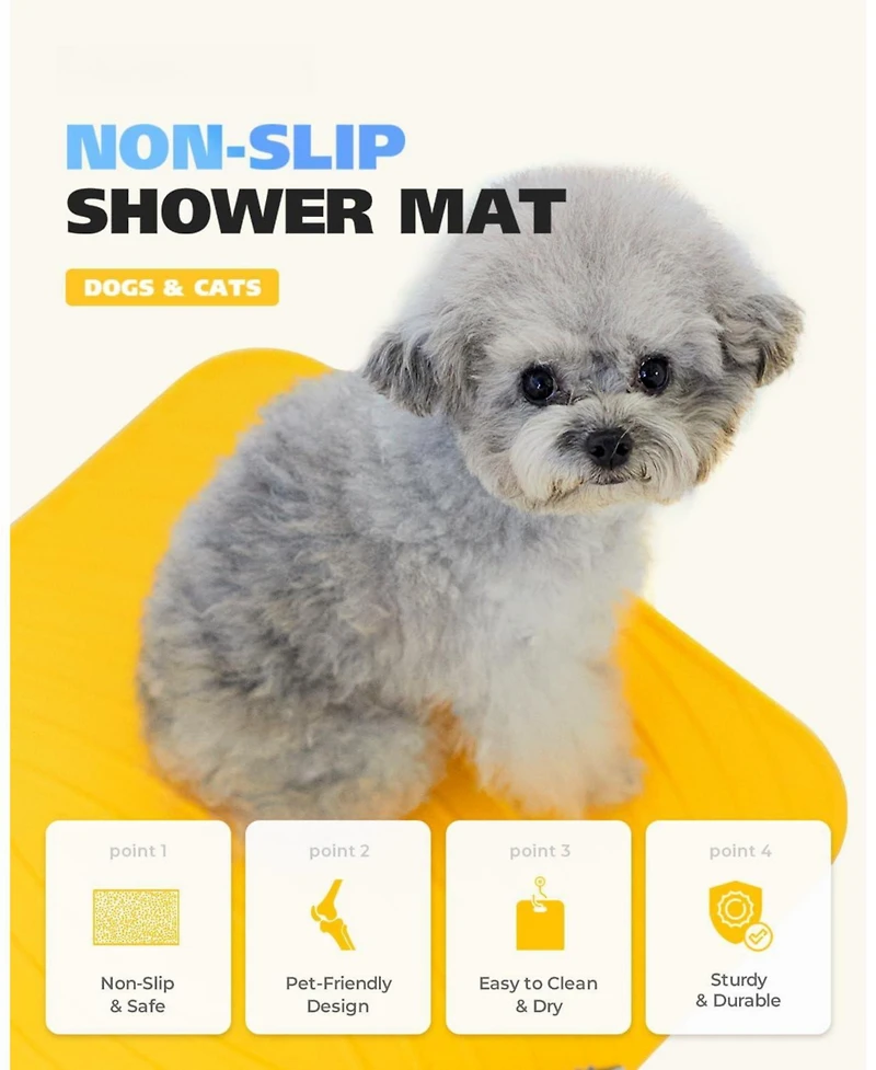 Aronkl Non-slip Dog Bath Mat Tpe Safe Drying Hook Sturdy Durable Versatile Pet Grooming Mat Easy Clean Compact