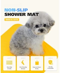 Aronkl Non-slip Dog Bath Mat Tpe Safe Drying Hook Sturdy Durable Versatile Pet Grooming Mat Easy Clean Compact