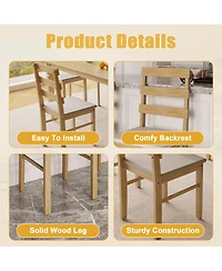 sumyeg 5-Piece Solid Wood Dining Set with Rectangular Table and 4 Back Chairs