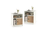 sumyeg 2 Pieces 25" Tall Nightstands with Door and 2 Open Shelves