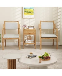 sumyeg Set of 1/2 Bamboo Nightstand Bedside Table with Storage Drawer and Open Shelf-2 pieces