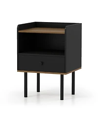 sumyeg Nightstand with Drawer 3-Tier Sofa Side Table with Open Storage Shelf