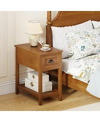 sumyeg Contemporary Chairside End Table with Drawer and Open Shelf