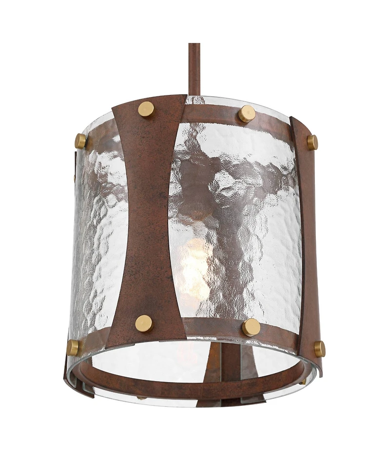 Franklin Iron Works Fable Wide and Antique Brass Mini Pendant Light