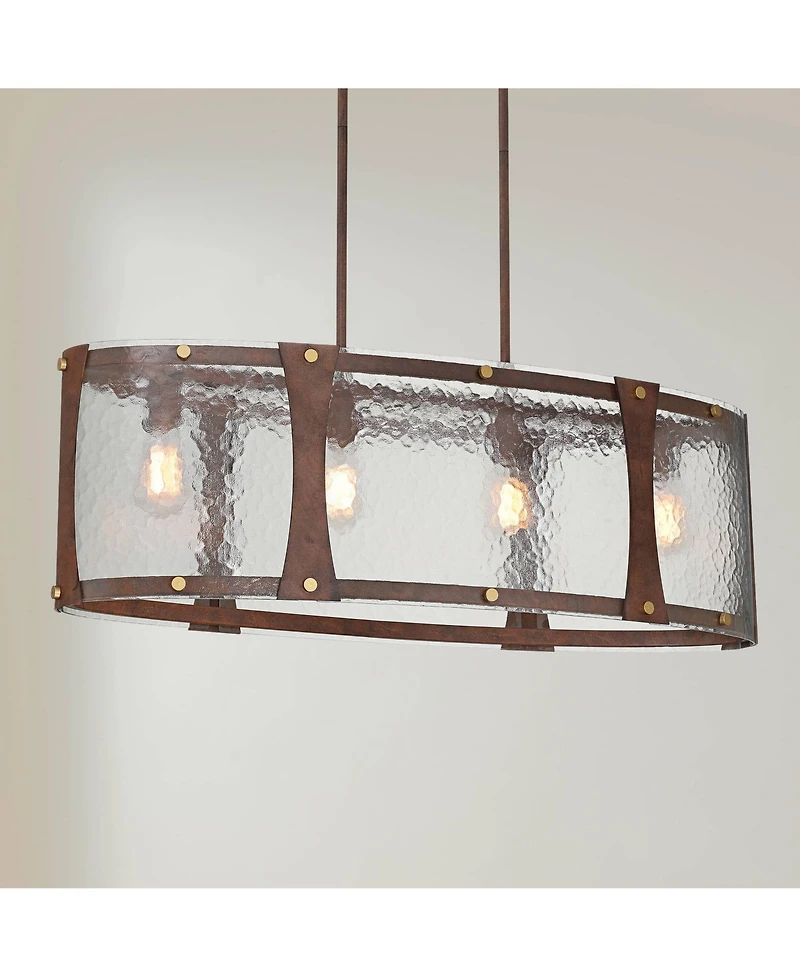 Franklin Iron Works Fable Wide Rust and Antique Brass 4-Light Chandelier