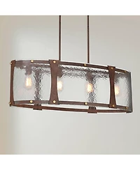 Franklin Iron Works Fable Wide Rust and Antique Brass 4-Light Chandelier