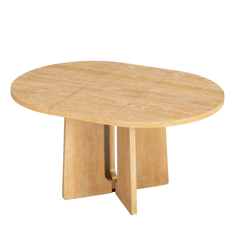 Streamdale Furniture Solid Wood Extendable Round Dining Table with Leaf