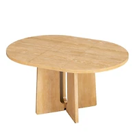 Streamdale Furniture Solid Wood Extendable Round Dining Table with Leaf