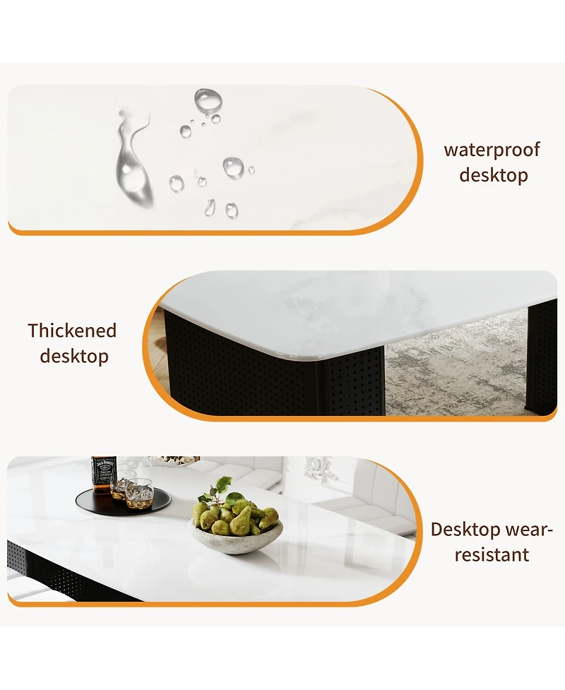 Streamdale Furniture Glass Marble Pattern Dining Table
