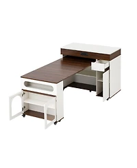 Streamdale Furniture Extendable Dining Table, Kitchen Island with Storage