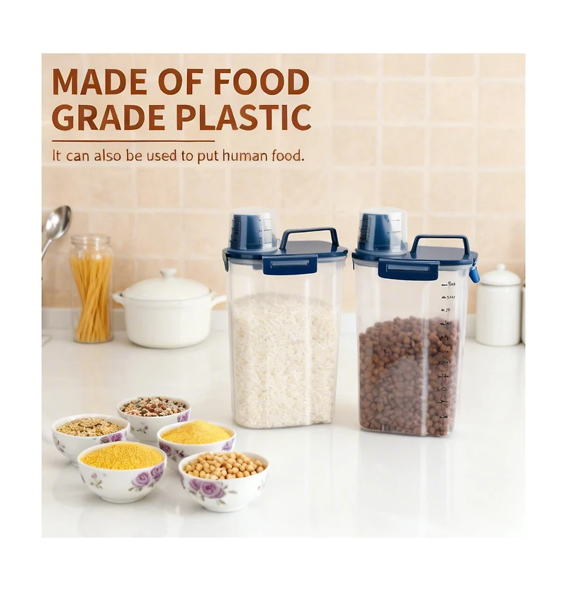 Aronkl Airtight Pet Food Storage Container with Pour Spout Measuring Cup 4 Seal Buckles Bpa Free Durable Plastic