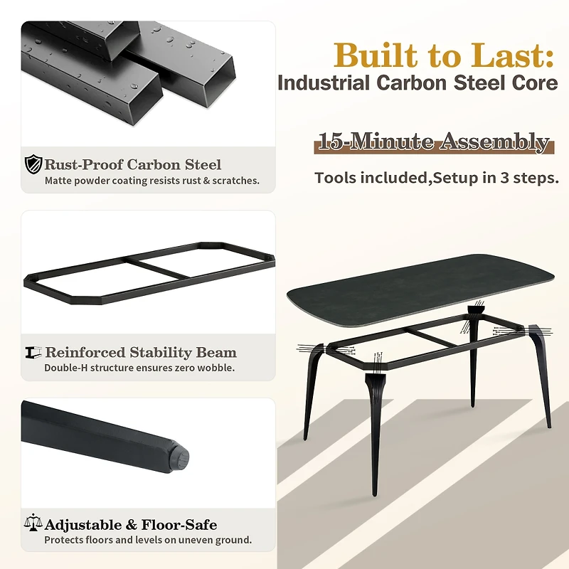 Streamdale Furniture Vic Dark Sintered Stone Dining Table