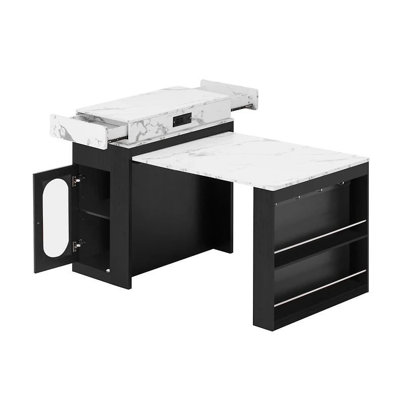 Streamdale Furniture Extendable Dining Table/Island with Storage and Power