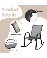 Gymax 2pcs Patio Rocking Chair Heavy-Duty Metal Rocker Outdoor Anti-Slip