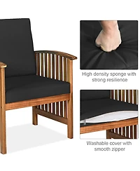 Gymax 8PCS Wooden Patio Conversation Set Outdoor Furniture w/ Cushions Turquoise
