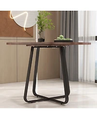 Streamdale Furniture Round Dining Table for 4-6, Mdf and Metal Legs