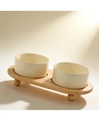 Aronkl Ceramic Elevated Dog Bowls Set Raised Feeder for Food Water Stable Non-Slip Healthy Dishwasher Safe