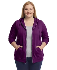 Woman Within Plus Zip Front Tunic Hoodie Sweatshirts