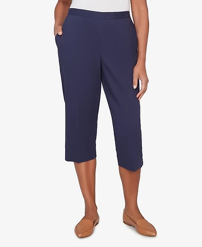 Alfred Dunner Women's Lady Liberty Heat Set Side Seam Pocket Capri Pants