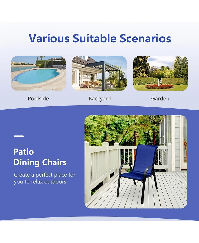 Sugift 4 Pieces Stackable Patio Dining Chairs Set with Armrest