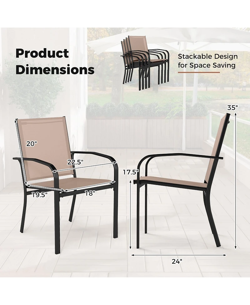 Sugift Outdoor Dining Chairs Set of 4 with High Back and Metal Frame